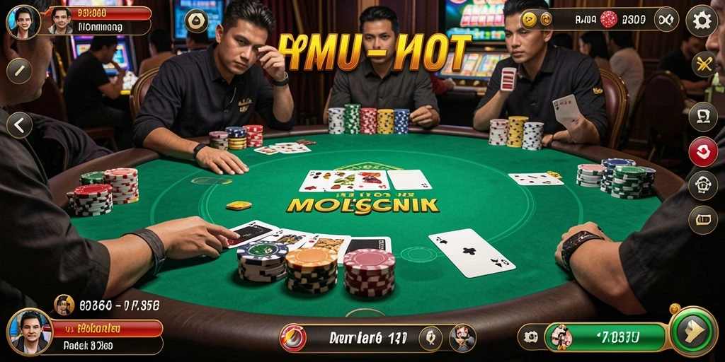 Screenshot menampilkan gameplay intens dari permainan Poker.
