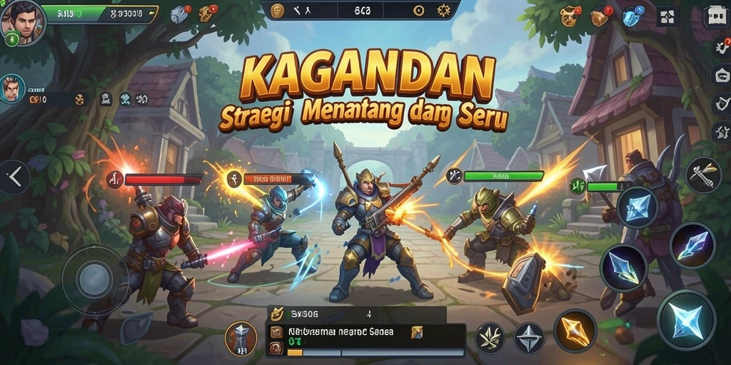 Tangkapan layar KAGANDAN dengan tampilan aksi strategi yang intens.
