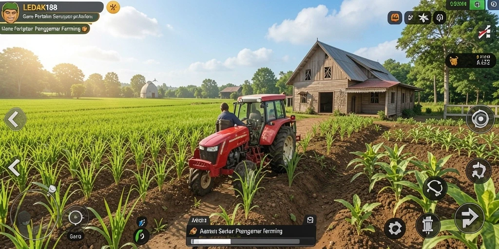 Tampilan gameplay LEDAK188 dengan suasana pertanian yang menawan.