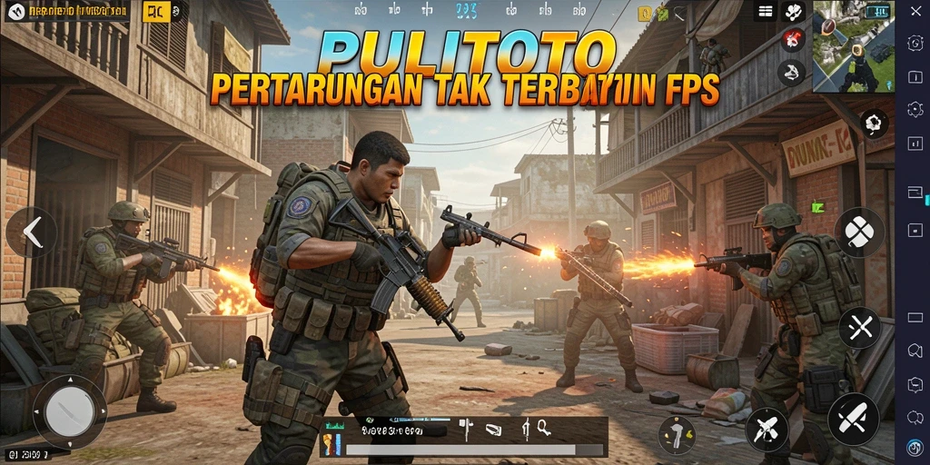 Tampilan seru dari gameplay PULITOTO di medan pertempuran FPS.