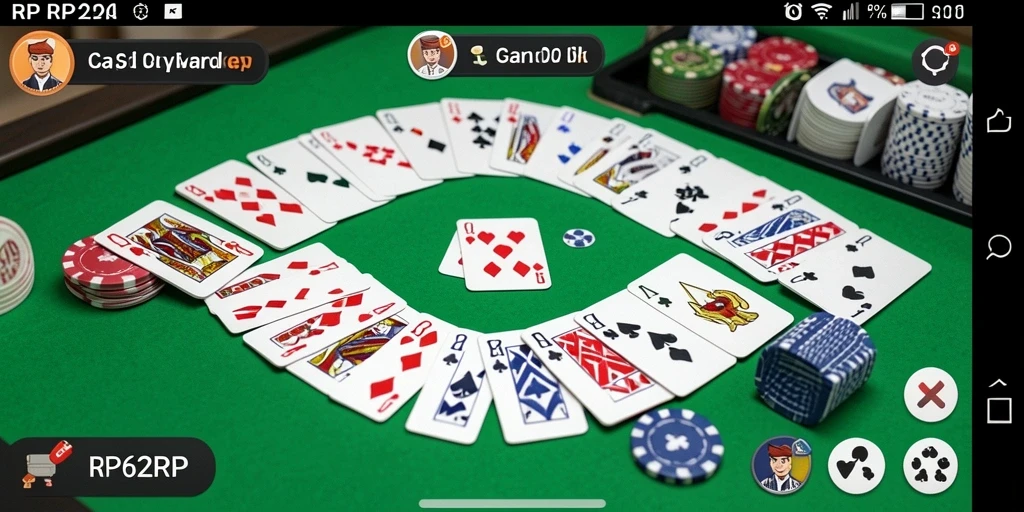Tampilan gameplay seru RP62RP dengan pemain berkompetisi dalam Gaple.