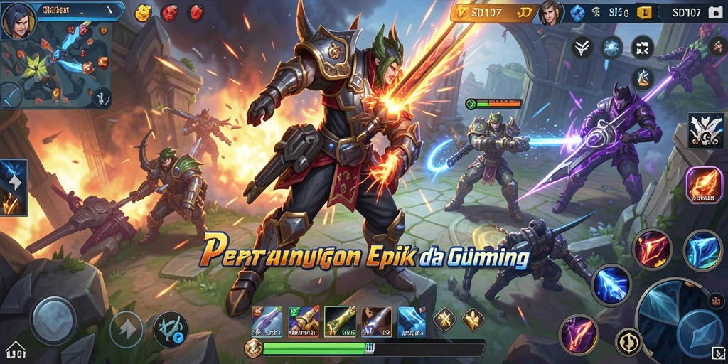 Gameplay pertarungan mendebarkan di SD107 dengan karakter yang kuat.