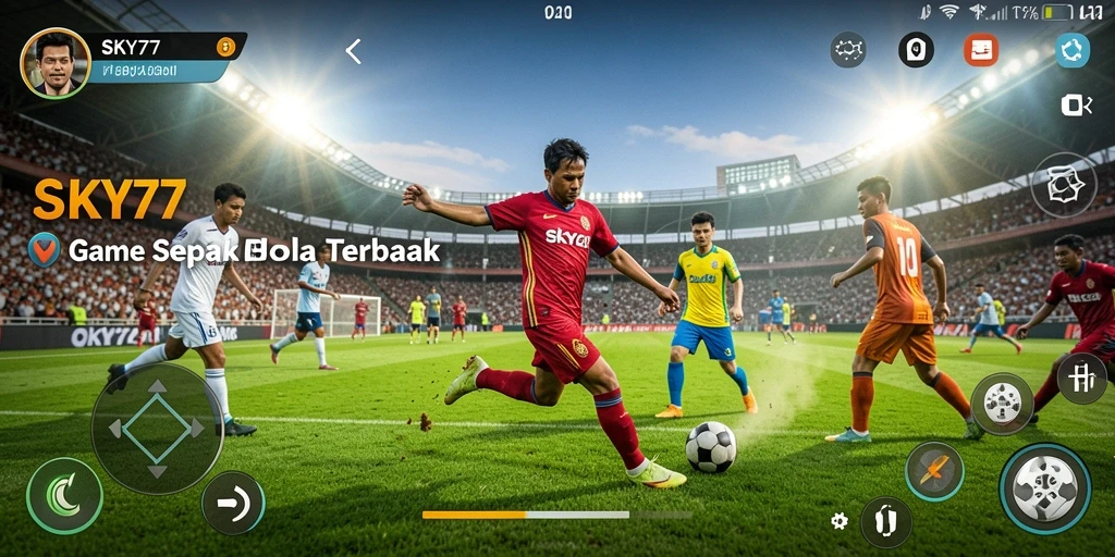 Tampilan gameplay menarik dalam SKY77 dengan aksi sepak bola yang mengesankan.
